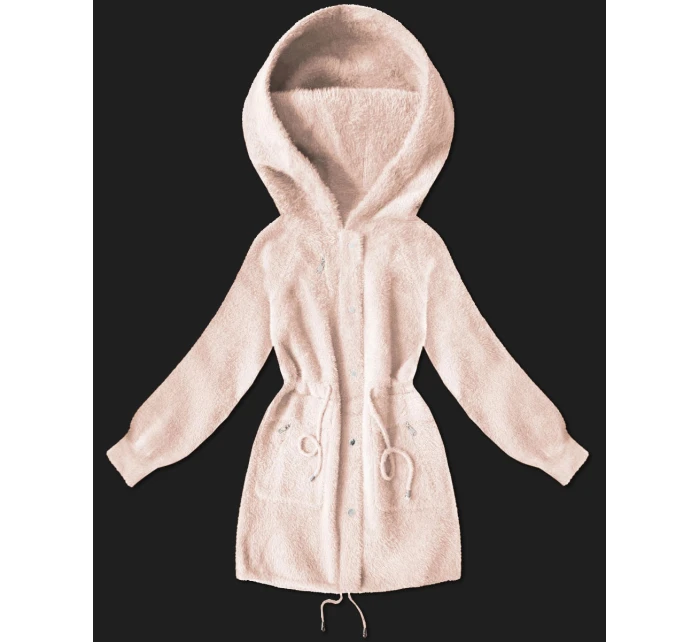 Bunda z alpakovej vlny v svetlej lososovej farbe (W017#) Bunda z alpakovej vlny v svetlej lososovej farbe (W017#)