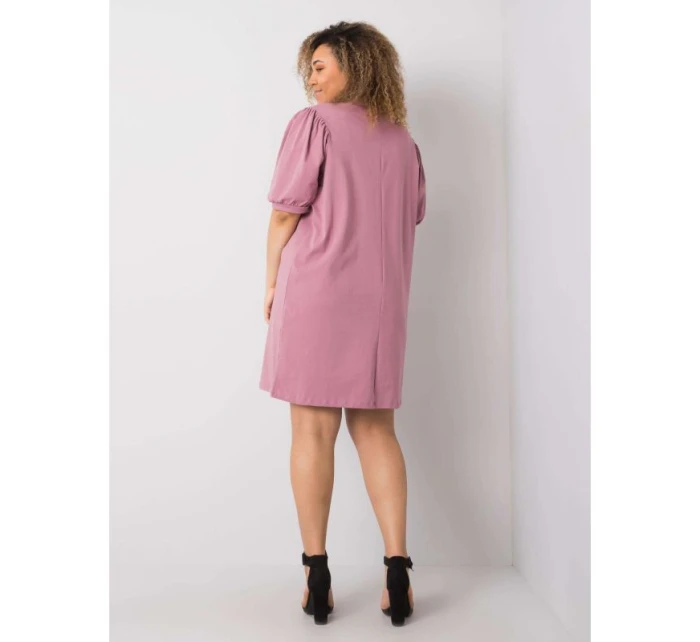 Špinavě růžové plus size šaty z bavlny model 21462296 - BASIC FEEL GOOD