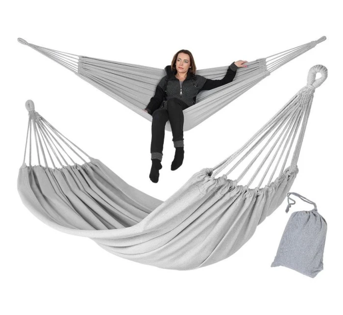 ZÁHRADNÁ HOJDACIA SIEŤ PRE 2 OSOBY 200X150CM S KRYTOM SIVÁ 1039053