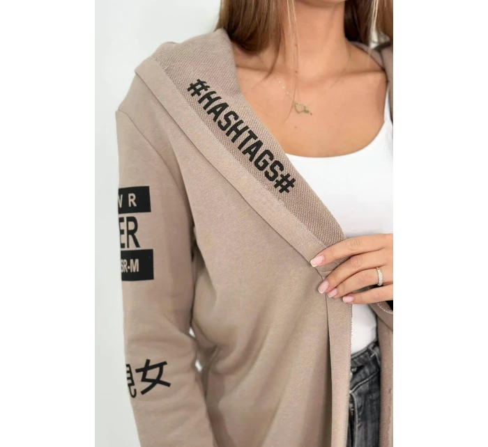 model 18980837 s nápisem tmavě béžová - K-Fashion model 18980837 s nápisem tmavě béžová - K-Fashion