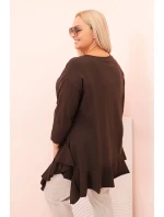 Dámská blůza Plus Size s model 21259122 kapsou a ohrnutým rukávem kiwi - K-Fashion