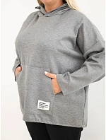 Dámska mikina Plus Size z viskózy s kapucňou a klokaním vreckom, sivá melírovaná Dámska mikina Plus Size z viskózy s kapucňou a klokaním vreckom, sivá melírovaná