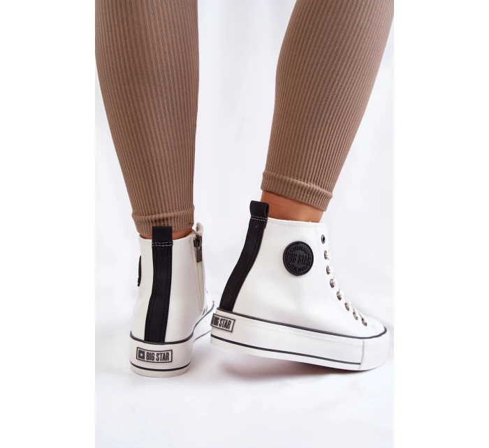 Dámské vysoké zateplené tenisky Big Star model 21599947 Bíle - Big Star Shoes Dámské vysoké zateplené tenisky Big Star model 21599947 Bíle - Big Star Shoes