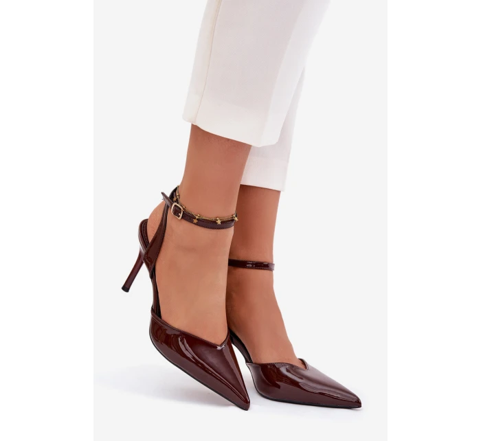 Lakované lodičky s patou čokoládové model 21788258 - Boto Lakované lodičky s patou čokoládové model 21788258 - Boto