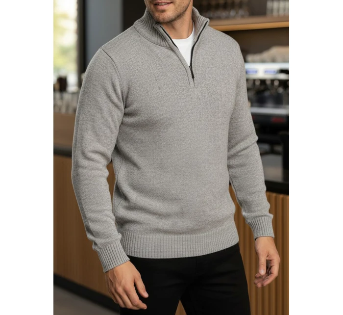 Pánský svetr se stojáčkem světle šedý Dstreet model 21995566 - FashionStreet