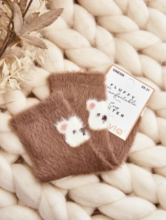 Futrzane Skarpety Dziecięce Z Misiem Brązowe