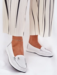 Skórzane Mokasyny Damskie S.Barski LR51-673 Białe