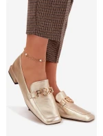 Kožené dámské mokasiny s ozdobným detailem model 22031810 zlaté - D&A