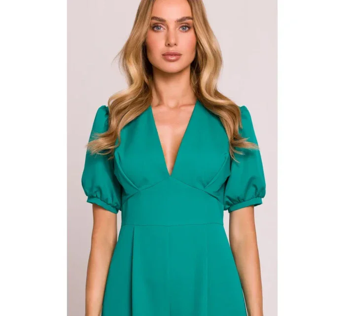model 20970764 Kombinéza s puff rukávy tyrkysová - Moe