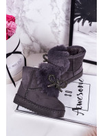 Dievčatá Snehové teplé topánky s kožušinou semišové šedá Amelia