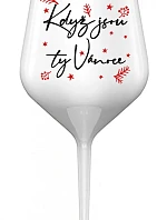 KDYŽ JSOU TY VÁNOCE - bílá nerozbitná sklenice na víno 470 ml