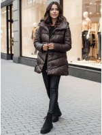 Dámsky prešívaný zimný kabát s kapucňou BLOOM moka FashionStreet TY4517z