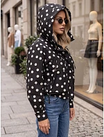 Dámska prechodná bunda s bodkami a kapucňou, čierna, FashionStreet TY6035 Dámska prechodná bunda s bodkami a kapucňou, čierna, FashionStreet TY6035