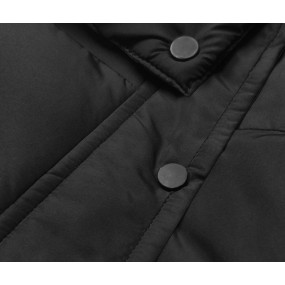 Čierna krátka bunda na prechodné obdobie s kapucňou (5M3117-392)
