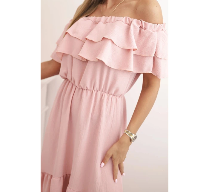 Dámské šaty model 21193104 s delším zadním dílem tmavě růžová - K-Fashion