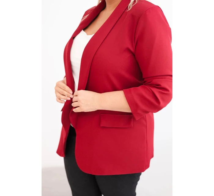 Dámská sako Plus Size bez zapínání s podšívkou model 21468628 bordová - K-Fashion