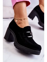 Eleganckie Półbuty Na Słupku Z Ciemną Ozdobą Czarne Lemar Harmell Eleganckie Półbuty Na Słupku Z Ciemną Ozdobą Czarne Lemar Harmell