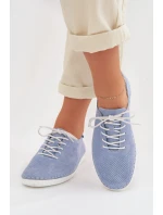 Dámské polobotky z přírodního semiše model 22013889 Modré - S.Barski