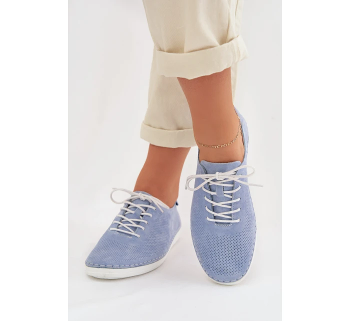 Dámské polobotky z přírodního semiše model 22013889 Modré - S.Barski