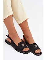 Dámské sandály na nízkém podpatku s ozdobným detailem S.Barski KV61-6015 Černé