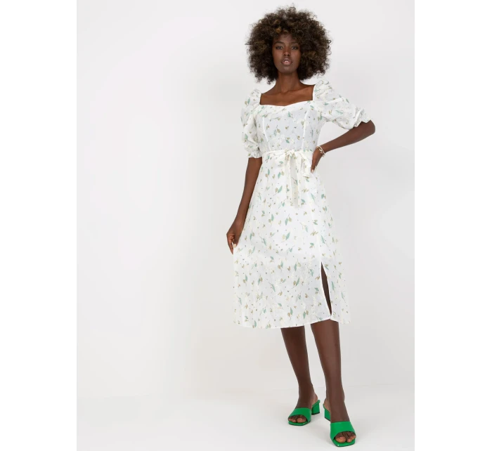 Dámské šaty LK SK model 17547236 bílé a zelené - FPrice Dámské šaty LK SK model 17547236 bílé a zelené - FPrice