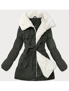 Kurtka damska ze stójką futerkiem army model 21247721 - J.STYLE