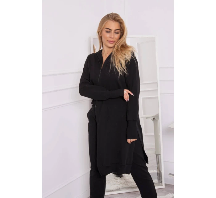 Souprava mikiny s delší model 18749182 černá - K-Fashion