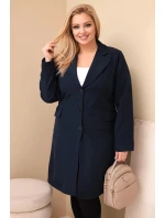 Dámske Plus veľkosť dlhý kabát s golierom a vreckami Garnet