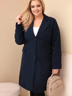 Dámske Plus veľkosť dlhý kabát s golierom a vreckami Garnet