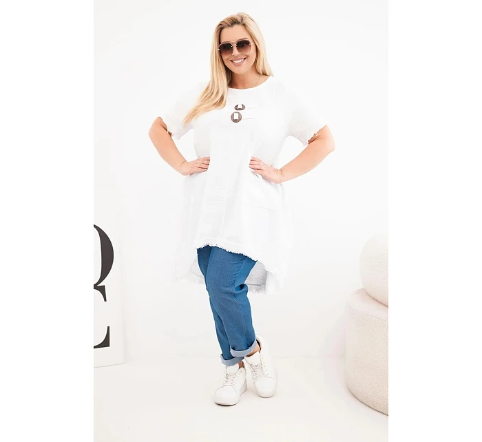 Dámske bavlnené šaty nadmernej veľkosti s dlhším chrbtom a vreckom