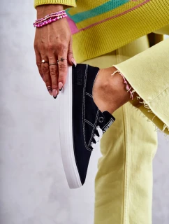 Materiałowe Damskie Tenisówki Big Star KK274019 Czarne