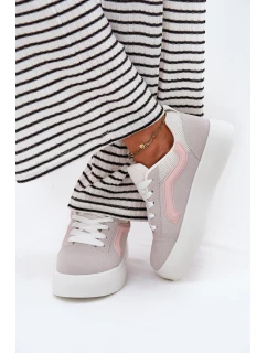 Sneakersy Damskie Na Platformie Szare Tellnira