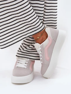 Sneakersy Damskie Na Platformie Szare Tellnira