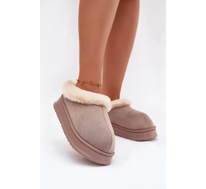 Dámské pantofle s kožešinou Khaki model 21786637 - Boto Dámské pantofle s kožešinou Khaki model 21786637 - Boto