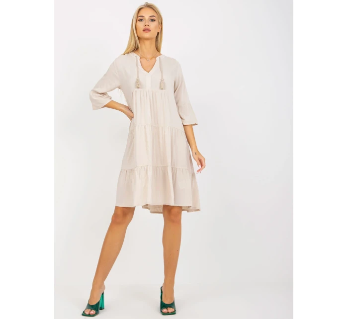 Šaty model 17408037 světle béžové - FPrice Šaty model 17408037 světle béžové - FPrice