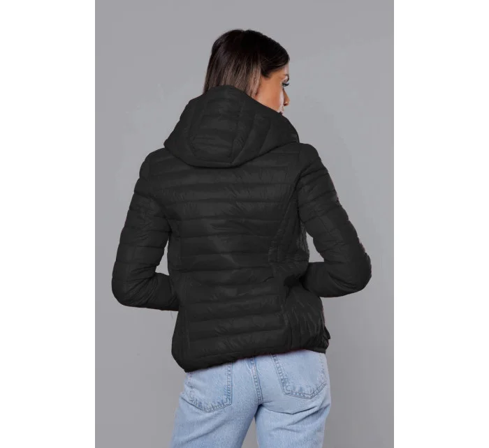 Černá dámská prošívaná bunda s kapucí model 18044793 - S'WEST Černá dámská prošívaná bunda s kapucí model 18044793 - S'WEST