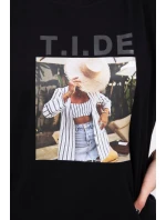 Blúzka s potlačou Tide čierna