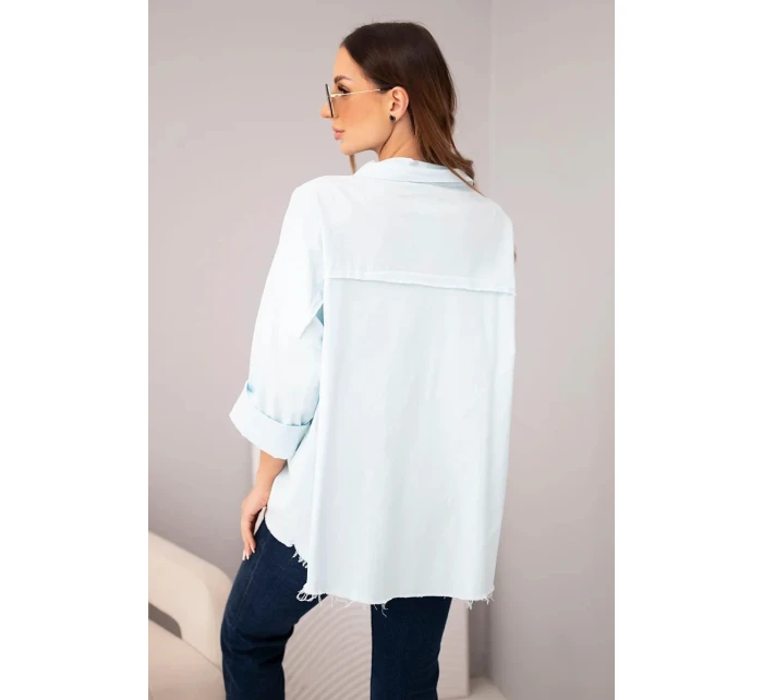 Dámská bavlněná košile s kapsami modrá