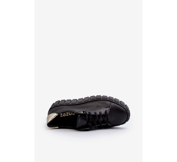 Dámská kožená polobotka na tlusté  černá model 21646240 - Zazoo