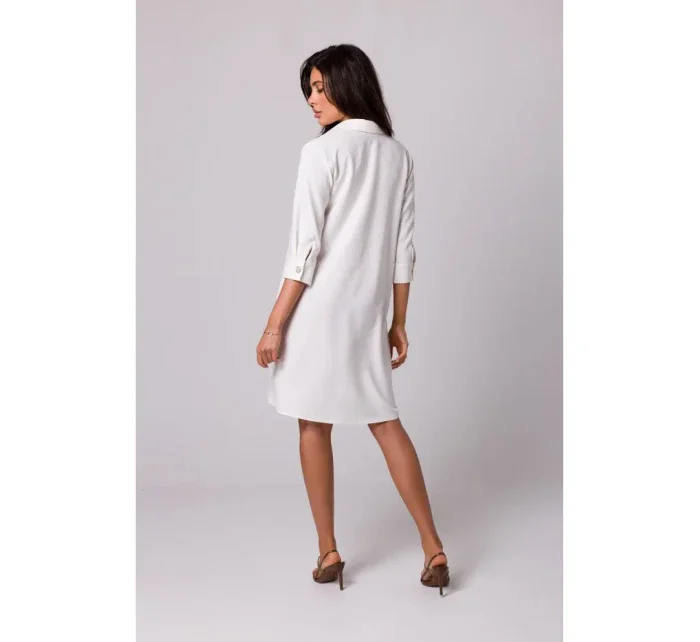 B257 Rozšírené košeľové šaty - krémové B257 Rozšírené košeľové šaty - krémové