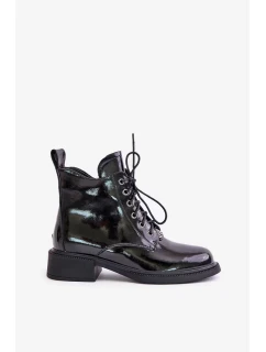 Čierne lakované členkové topánky s podšívkou Bellani