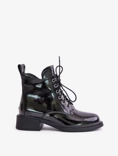 Čierne lakované členkové topánky s podšívkou Bellani