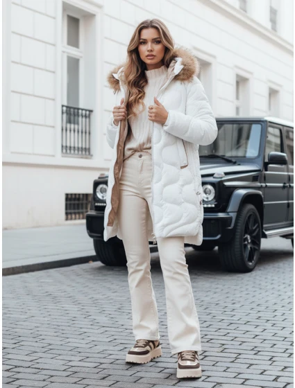 Dámska zimná bunda VIRELIA prešívaná s kapucňou biela FashionStreet TY4938