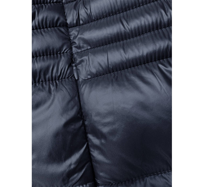 Tmavomodrá dámska prešívaná bunda pre prechodné obdobie (2M-052)