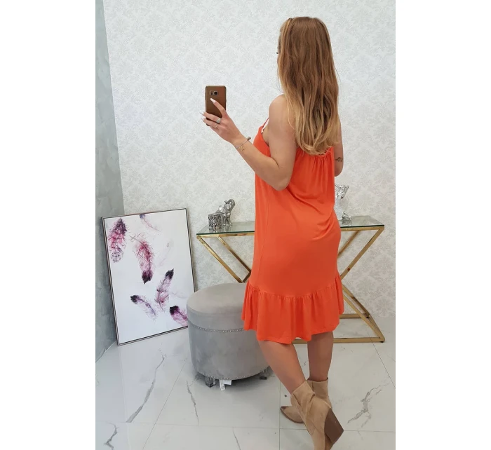 Šaty s tenkými ramienkami tmavo marhuľovej farby