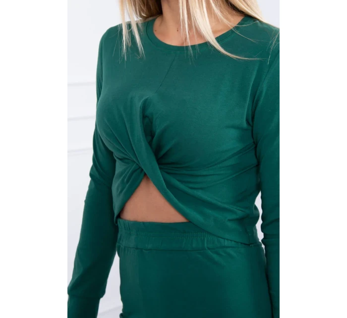 Súprava s riasením na blúzke zelenej farby