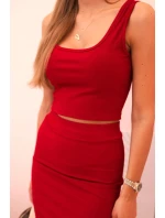 Dámsky top a vrúbkovaná sukňa Burgundy