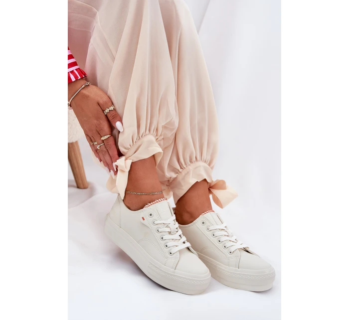 Dámské Tenisky Z Eko Kůže Big Star model 21690713 Světle Béžové - Big Star Shoes Dámské Tenisky Z Eko Kůže Big Star model 21690713 Světle Béžové - Big Star Shoes