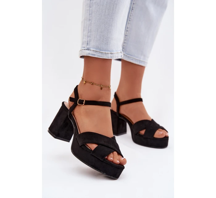 Dámské sandály na podpatku Černé Janelia Dámské sandály na podpatku Černé Janelia