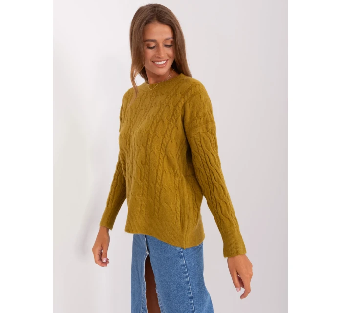 Sweter AT SW oliwkowy model 18895541 - FPrice Sweter AT SW oliwkowy model 18895541 - FPrice